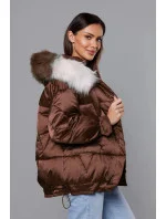 Hnědá krátká oversize bunda (H-1109-79)