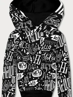 Černá pánská "klokaní" mikina s potiskem (8B1150-1)