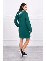 Oversize šaty s kapucí tmavě zelené