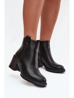 Zateplené dámské kotníkové boty z eko kůže na podpatku černé Alvena Zateplené dámské kotníkové boty z eko kůže na podpatku černé Alvena
