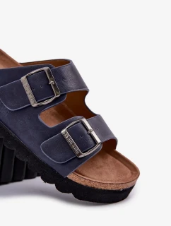 Pánské lehké pantofle s přezkami z ECO kůže Big Star – tmavě modré