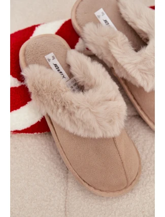 Dámské pantofle s kožíškem – béžové Carisse Dámské pantofle s kožíškem – béžové Carisse