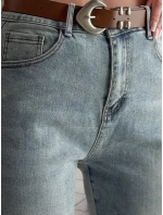 Dámské džínové kalhoty slim fit s páskem SLIMVISA modré FashionStreet UY2460