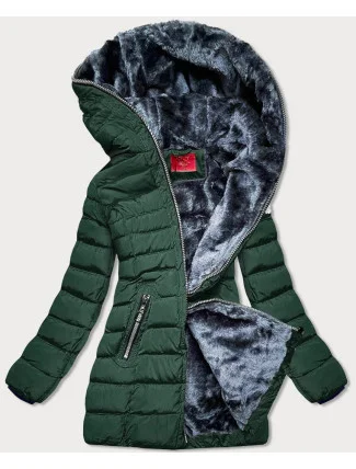 Zelená dámská prošívaná zimní bunda s kapucí (m-133) Zelená dámská prošívaná zimní bunda s kapucí (m-133)