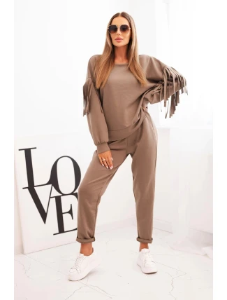 Dámský set máslový s třásněmi na rukávech fango