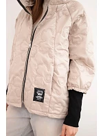 Dámská jarní prošívaná bunda se zdobným ražením a zipem tmavě béžová