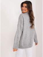Dámský šedý pletený svetr s rolákem