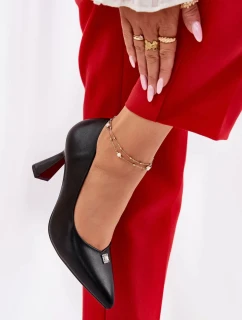 Elegantní dámské lodičky na rozšířeném jehlovém podpatku Vinceza – černé