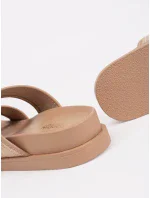 Krásné  nazouváky hnědé dámské na plochém podpatku