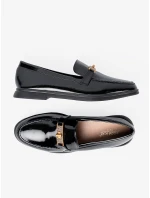 Módní dámské černé  mokasíny bez podpatku
