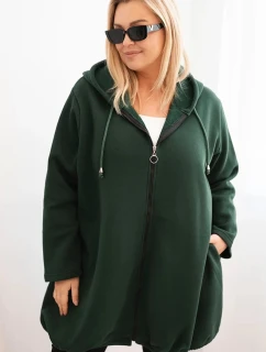 Dámská mikina zateplená Plus Size s kapucí a véčkovým výstřihem hnědá