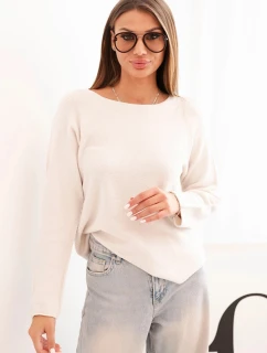 Svetr dámský z viskózy s dlouhým rukávem a kulatým výstřihem béžový