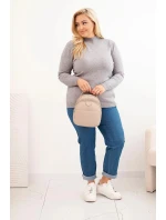 Dámský svetr Plus Size z viskózy s rolákem šedý Dámský svetr Plus Size z viskózy s rolákem šedý
