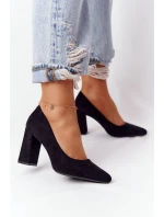 Semišové Lodičky Na Podpatku Sergio Leone PB216 Černé Semišové Lodičky Na Podpatku Sergio Leone PB216 Černé