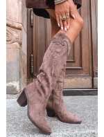 Dámské kozaki na podpatku z eko semiše khaki Coretta Dámské kozaki na podpatku z eko semiše khaki Coretta