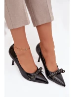 Lakované lodičky s mašlí Janisse – černé