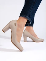 Originální šedo-stříbrné dámské lodičky na širokém podpatku Originální šedo-stříbrné dámské lodičky na širokém podpatku