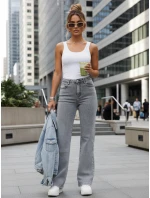 Dámské džíny s vysokým pasem šedé FashionStreet UY2898