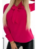 140-21 Služební halenka se zavazováním vpředu - PINK - barva malinová barbie