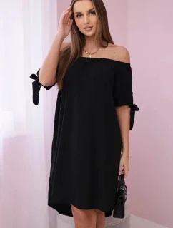 Šaty svázané na rukávech černé