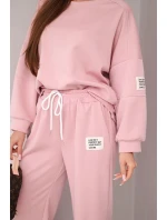 Dámský komplet máslová mikina + kalhoty tmavě pudrově růžová