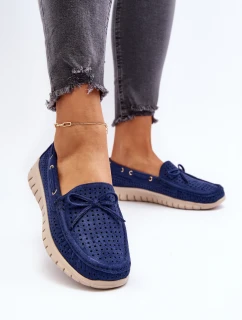 Dámské mokasíny s mašlí tmavě modré Reece