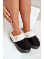 Dámské Pantofle S Kožíškem A Dekorativním Srdcem Černé Otielo