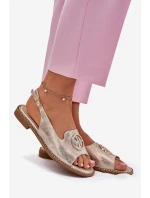 Dámské sandály na plochém podpatku s ozdobou S.Barski KV51-002 zlaté