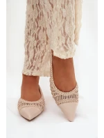 Dámské sandály s pleteným na platformě světle béžové Nivorra