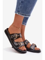 Dámské žabky se zlatými přezkami Eko kůže Černé Bellarya