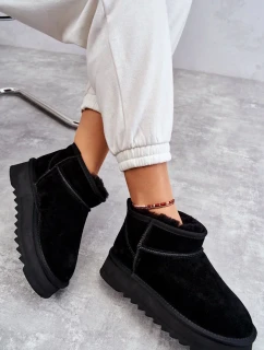 Módní semišové nízké sněhule Černá Nucca