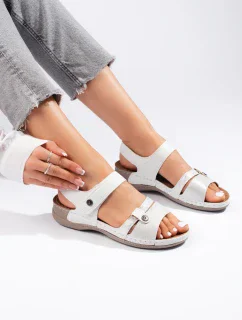 Originální  sandály dámské bílé na plochém podpatku