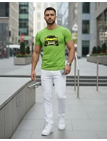 Pánské tričko s potiskem auta limetkově zelené FashionStreet NX5015R Pánské tričko s potiskem auta limetkově zelené FashionStreet NX5015R