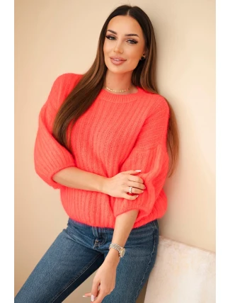 Svetr dámský z mohéru s krátkým rukávem malinový Svetr dámský z mohéru s krátkým rukávem malinový