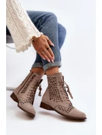 Průsvitné kožené botky Zazoo 2627 Beige