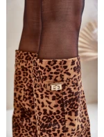 Dámské Kozačky Na Podpatku Před Kolena Leopardí Hnědé Portora