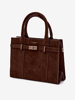 Kabelka typu Kufr z imitace semiše čokoládová Noressa