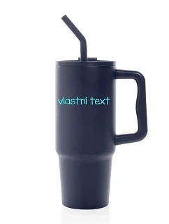 Vlastní text na nerezovou termosku s barevným víčkem