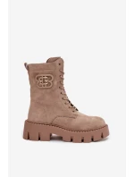 Dámské zateplené kotníkové boty s ozdobou DA183P Béžová - Seastar Dámské zateplené kotníkové boty s ozdobou DA183P Béžová - Seastar