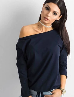 Volná halenka s vázáním ve spodní části tmavě modrá (4691)