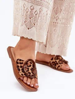 Dámské Ploché Pantofle S Ozdobnou Přezkou Leopard Luwam