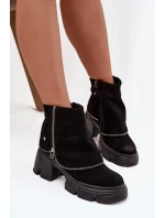 Kožené dámské kotníkové boty s obráceným lemem Maciejka 07145-01 Černé