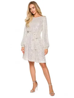 Šaty áčkového střihu M715 šampaň - Moe