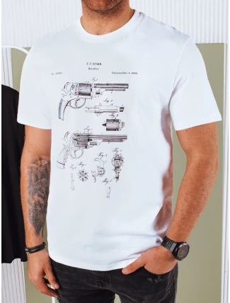 Pánské bílé tričko s potiskem FashionStreet RX5429