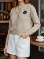 Dámský svetr s výšivkou AMELIE béžový FashionStreet MY2469