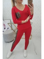 Sada s leopardím potiskem červená