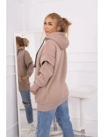 Zateplená mikina s polovičním zipem tmavě béžová