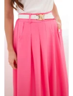 Dámská viskózová sukně s páskem a záhyby růžová