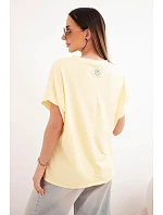 Dámská bavlněná halenka s výstřihem do V a krátkým rukávem žlutá