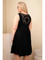 Dámské šaty Plus Size viskózové s krajkou bez rukávů černá